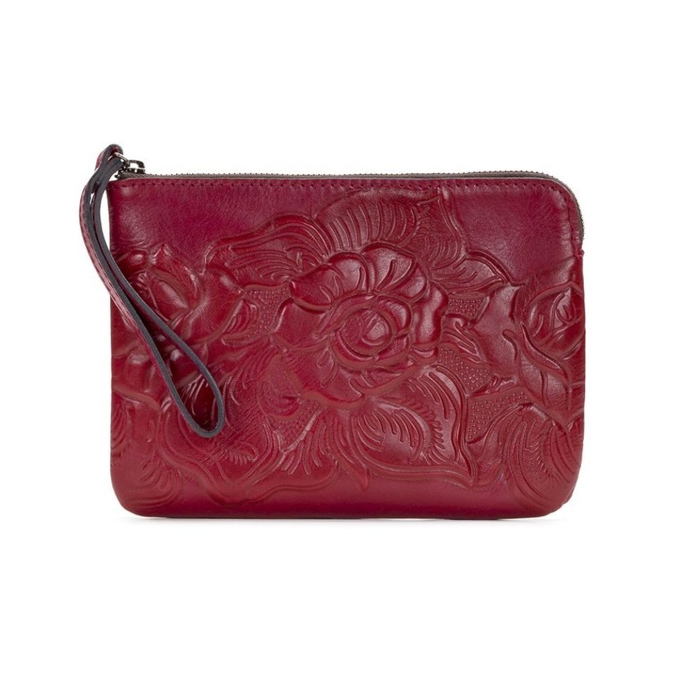 Patricia Nash embossed Leather Wristlet Red NWT - Picture 1 of 4